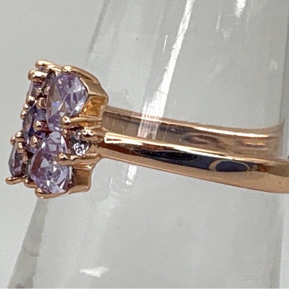 Rose Gold Pink Crystal Cluster Ring